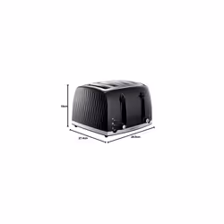 Russell Hobbs 26071 4 Slice Toaster - Contemporary Honeycomb Design with Extra Wide Slots and High Lift Feature, Black