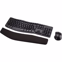 Amazon Basics Ergonomic Wireless Keyboard Mouse Combo UK layout, black