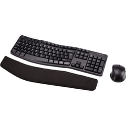 Amazon Basics Ergonomic Wireless Keyboard Mouse Combo UK layout, black