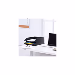 Amazon Basics Rectangular Stackable Office Letter Trays  Pack of 12  letter size  Black