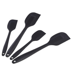 Nonstick Heat Resistant Rectangular Silicone Spatula Set, Dishwasher Safe, Flexible, BPA Free, 2 Small & 2 Large Spatulas, Pack of 4, Black,