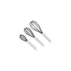 Stainless Steel and Silicone Non-Stick Coated Whisk Set, Pack of 3, Black, 20.3, 25.4 and 30.5 cm (Previously AmazonCommercial brand)