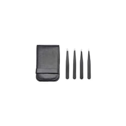 Eyebrow Tweezers, Stainless Steel Slant and Pointed Hair Removal Tweezers, Precision Tweezers for Ingrown Hair, Eyebrows Plucking, 4-Pack, Black