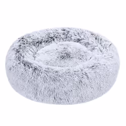 Amazon Basics Donut Pet Bolster Faux Fur Bed for Dog  Grey  23"""" x 23""""