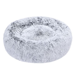 Amazon Basics Donut Pet Bolster Faux Fur Bed for Dog  Grey  23"""" x 23""""