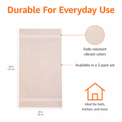 Amazon Basics Fade-Resistant 100% Cotton Bath Towel  2 Pack  30x54  Blush Pink