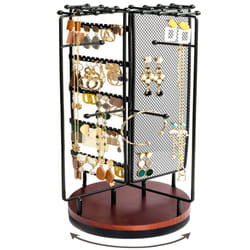Jewellery Organiser Stand Earring Holder with 28 Necklace Hooks, 360 Rotating Necklace Holder Earrings Storage Rack Jewelry Tower Bracelet Holder,