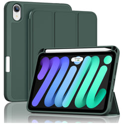 for iPad Mini 7 A17 Pro 2024/iPad Mini 6 2021 8.3 Inch iPad Mini 7th/6th Gen Case with Pencil Holder, Trifold Stand Smart Folio with Soft TPU Back