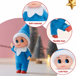 JOYIN Christmas BlueTiny Elf Doll Soft Plush Toy Doll for Christmas Decor  Xmas Gift  Xmas Clothing for Elf Doll