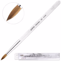 PANA Pure Kolinsky Hair Acrylic Nail Brush - Round Clear Acrylic Handle (Size 8) - Nail Brush for Acrylic Nail Application  Nail Extension