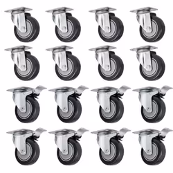 VEVOR 16 Plate Casters with 4" Polyurethane Wheels All Swivel & 8 Brake Casters