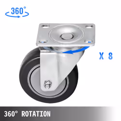 VEVOR 16 Plate Casters with 4" Polyurethane Wheels All Swivel & 8 Brake Casters