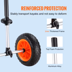 VEVOR Heavy Duty Kayak Cart, 280lbs Load Capacity, Detachable Canoe Trolley Cart with 10'' Solid Tires