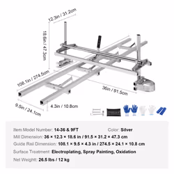 VEVOR Chainsaw Mill 14"-36" Guide Bar and 9 ft Aluminum Rail Mill Guide System - Additional view 6