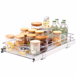 VEVOR 11""W x 21""D Pull Out Cabinet Organizer Heavy Duty Slide Out Pantry Shelves Chrome-Plated Steel Roll Out Drawers Sl ...
