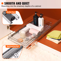VEVOR 12""W x 17""D Pull Out Cabinet Organizer  Heavy Duty Slide Out Pantry Shelves  Chrome-Plated Steel Roll Out Drawers  Sliding Drawer Storage for