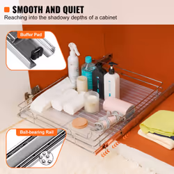 VEVOR 20""W x 21""D Pull Out Cabinet Organizer  Heavy Duty Slide Out Pantry Shelves  Chrome-Plated Steel Roll Out Drawers  Sliding Drawer Storage for