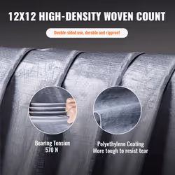VEVOR Tarp Waterproof 20x30 ft  Plastic Poly Tarp Cover 10 Mil  Multi Purpose Tear UV and Temperature Resistant Outdoor Tarpaulin with High Durability
