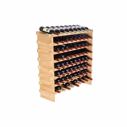 Vevor LSJJZZCPKD872TTK7V0 Bamboo Wood Display Shelf 8-Tier 72 Bottle Stackable Modular Wine Rack