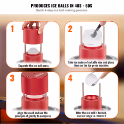 VEVOR Ice Ball Press  2.4"" Ice Ball Maker  Aviation Aluminum Ice Ball Press Kit for 60mm Ice Sphere  Ice Press with Tong and Drip Tray  for Whiskey