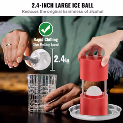 VEVOR Ice Ball Press  2.4"" Ice Ball Maker  Aviation Aluminum Ice Ball Press Kit for 60mm Ice Sphere  Ice Press with Tong and Drip Tray  for Whiskey