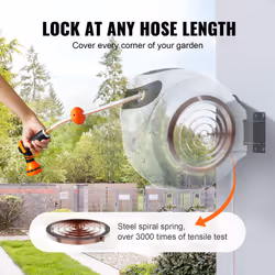 VEVOR Retractable Hose Reel  100 ft x 1/2 inch  Garden Water Hose Reel with 9-Pattern Nozzle  180