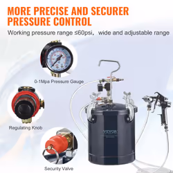 VEVOR Spray Paint Pressure Pot Tank, 10L/2.5gal Air Paint Pressure Pot, 1.5mm+4mm Two Nozzles Two Spray Paint Guns for Industry Home Decor - Additional view 4