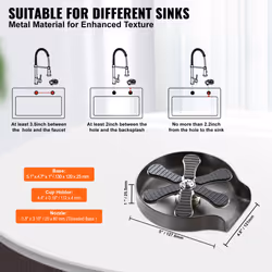 VEVOR Glass Rinser Cup RinserÂ  Holes Spraying 360 Rotating Stainless Steel - Stainless Steel + Silicone Pad