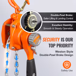 VEVOR Manual Lever Chain Hoist  1/4 Ton 550 lbs Capacity 5 FT Come Along  G80 Galvanized Carbon Steel with Weston Double-Pawl Brake  Auto Ch