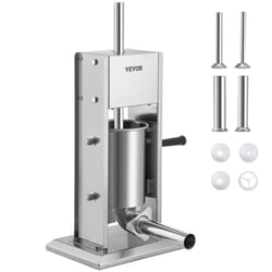 VEVOR Sausage Stuffer  Manual 7LB/3L Capacity  Two Speed 304 Stainless Steel Sausage Filling Machine with 4 Stuffing Tubes  Silver