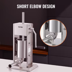 VEVOR Sausage Stuffer  Manual 7LB/3L Capacity  Two Speed 304 Stainless Steel Sausage Filling Machine with 4 Stuffing Tubes  Silver