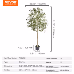 VEVOR 5 FT Artificial Olive Tree Green Natural Tall Faux Lifelike Fake Plant - Additional view 6