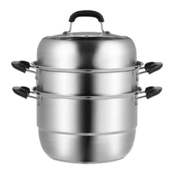 VEVOR Steamer Pot 3-Tier 11" & 8.5QT Stock Pot Vegetable Steamer 2 Steaming Tray