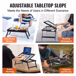 VEVOR Bamboo Bed Tray Breakfast Serving Table Laptop Desk with Foldable Legs