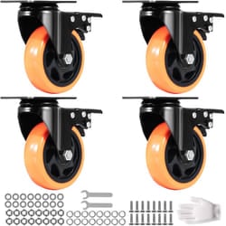 VEVOR Caster Wheels  4-inch Swivel Plate Casters  Set of 4  with Security A/B Locking No Noise PVC Wheels  Heavy Duty 1400 lbs Load Capacity  Non-Mark