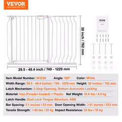 VEVOR Baby Gate Safety Stair Gate Dog Barrier Doorway 29.5"-48.4" Wide 30" Tall - Additional view 6