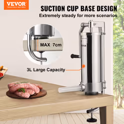 VEVOR Sausage Stuffer  5LBS/3L Stainless Steel Homemade Sausage Maker Vertical Meat Filling Kitchen Machine  Packed 3 Stuffing Tubes