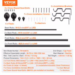 VEVOR Double Rod Curtain Rods 36-72 in(3-6ft) Adjustable Length Round Finials - Additional view 6