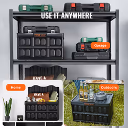 VEVOR Collapsible Storage Bins with Lids Folding Stackable Containers 45L 3-Pack - Additional view 5