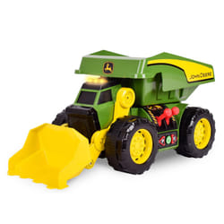 John Deere 18 2-N-1 Dig Rig Toy Dump Truck and Front Loader with Lights  Sound and Motor with Dual Joystick Controllers  Extra Large Construction Truc