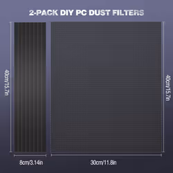 400x300mm DIY PC Case Dust Mesh Filter, [2 Pack] PVC Dustproof Magnetic Dust Filter Cover, PC Mesh Grill with Magnetic Frame Strip Computer Cooler Fan