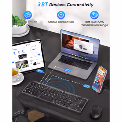 Foldable Bluetooth Keyboard, Folding Keyboard with Touchpad & Number Pad, Wireless Portable Keyboard Mini Travel Keyboard for Windows iOS Android