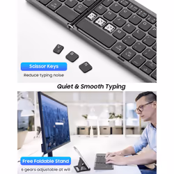 Foldable Bluetooth Keyboard, Folding Keyboard with Touchpad & Number Pad, Wireless Portable Keyboard Mini Travel Keyboard for Windows iOS Android