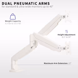 VIVO Premium Aluminum Heavy Duty Dual Monitor Arm for Ultrawide Monitors up to 40 inches and 32.5 lbs Each  Desk Mount Stand  Pneumatic Height  Max VE