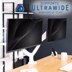 VIVO Premium Aluminum Heavy Duty Dual Monitor Arm for Ultrawide Monitors up to 40 inches and 32.5 lbs Each  Desk Mount Stand  Pneumatic Height  Max VE