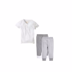 Burt's Bees Baby Baby Boys' Shirt Bottom Outfit Bundle  100% Organic Cotton  Grey Top & 2-PK Pant Set
