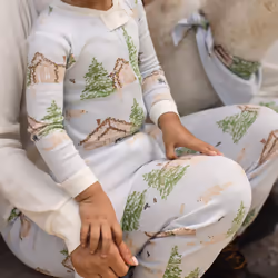 Burt's Bees Baby Unisex Baby Mens Family Jammies Matching Holiday Organic Cotton Pajamas  Winter Cabin 2024  Small
