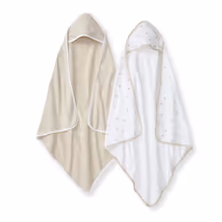 Burt's Bees Baby Hooded Towels  Absorbent Knit Terry  Super Soft Single Ply  100% Organic Cotton