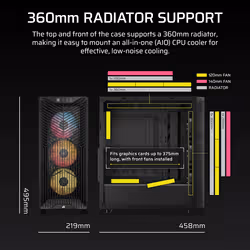 Corsair 3200D RS ARGB Mid-Tower PC Case - Smoke Midi Tower Black - Additional view 5