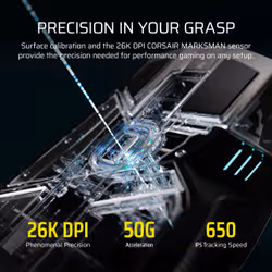 Corsair IRONCLAW WIRELESS SE mouse Gaming Right-hand RF Wireless + Bluetooth + USB Type-C Optical 26000 DPI - Additional view 7